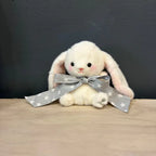 Peluche conejo blanco de 20 cm con cinta gris de estrellas