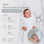 Pack Bienvenido al Mundo: guagua durmiendo con el saco y su peluche de apego