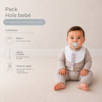 Pack Hola Bebé · Niña: guagua sentada con las piezas del pack