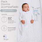 Pack A Dormir Acompañado · Niño: guagua durmiendo con el saco y el peluche de apego