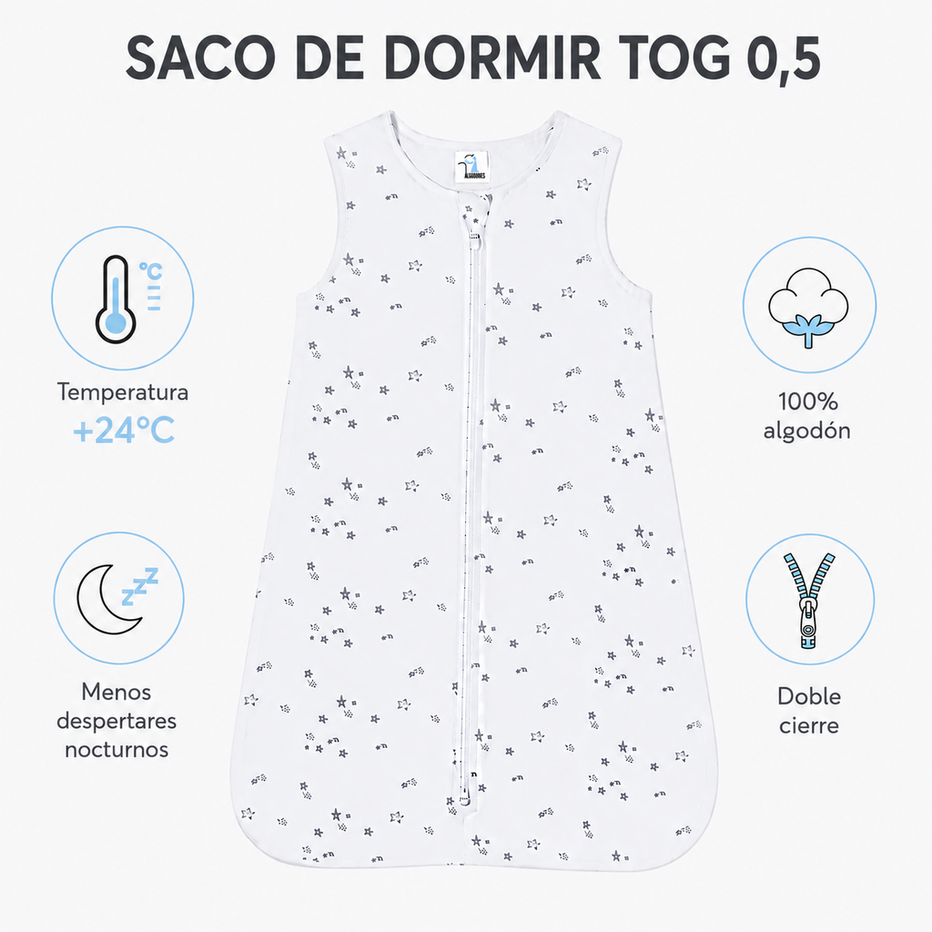 Saco de Dormir Bebé Estrellas Grandes TOG 0,5