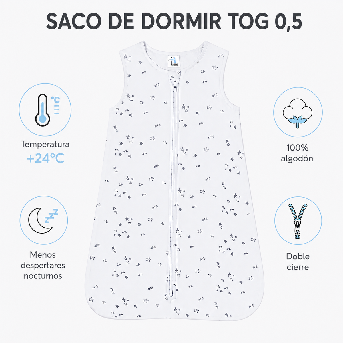 Saco de Dormir Bebé Estrellas Grandes TOG 0,5