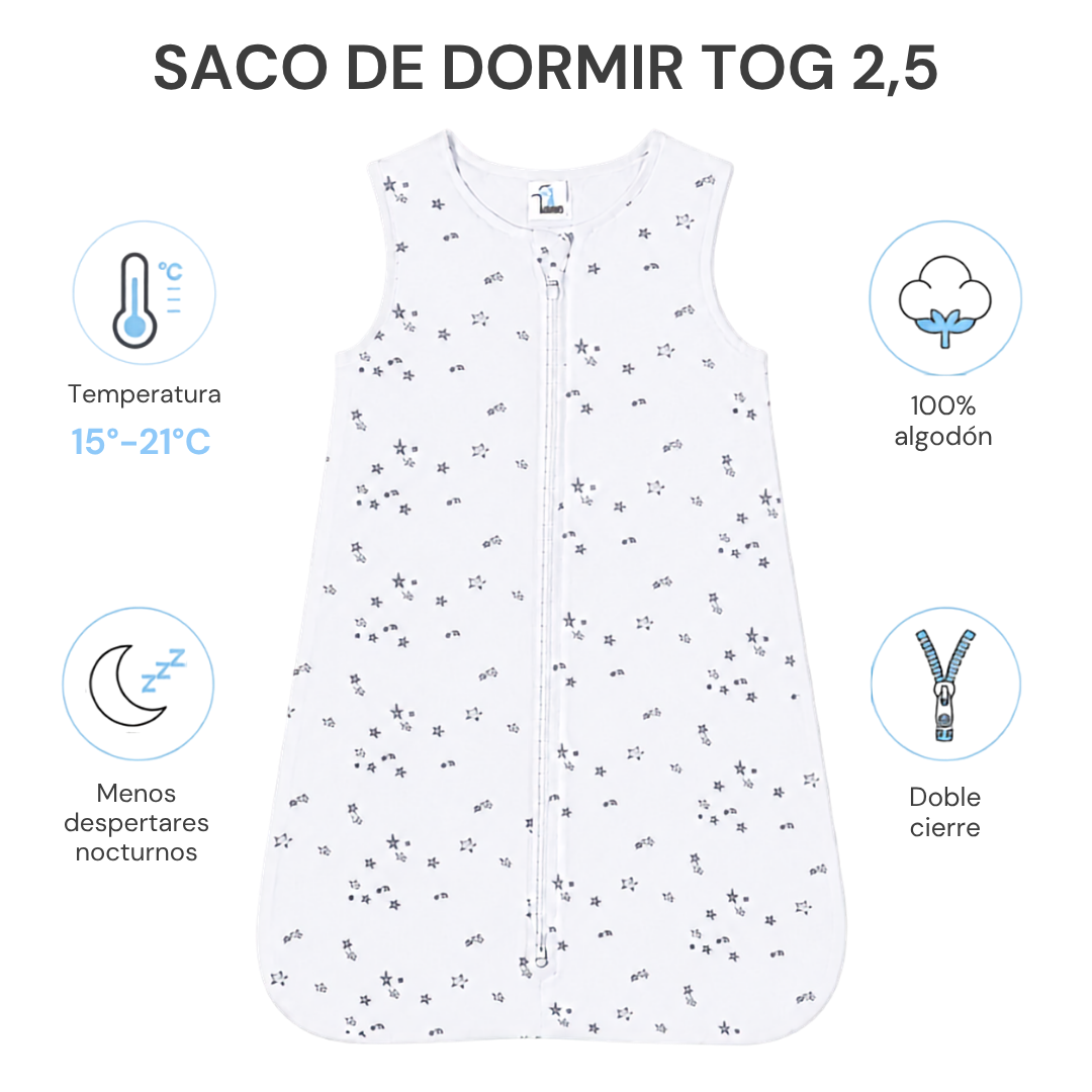 Saco de Dormir Bebé Estrellas Grandes TOG 2,5