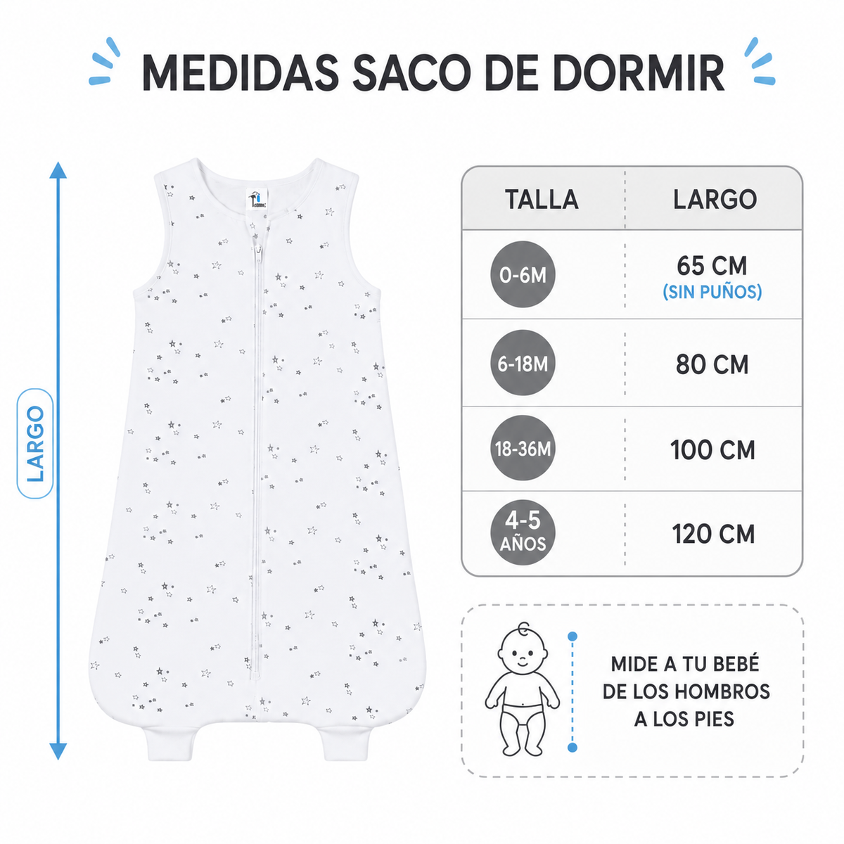 Medidas del saquito por talla